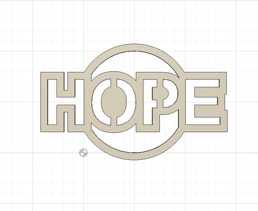 Image of a CAD drawing of a DXF file for a "HOPE" Christmas ornament from Atomic Rat Rods & Metal Werks.