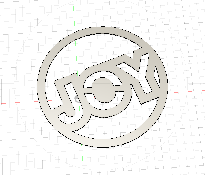 Image of a CAD drawing of a DXF file for a "JOY" Christmas ornament from Atomic Rat Rods & Metal Werks.