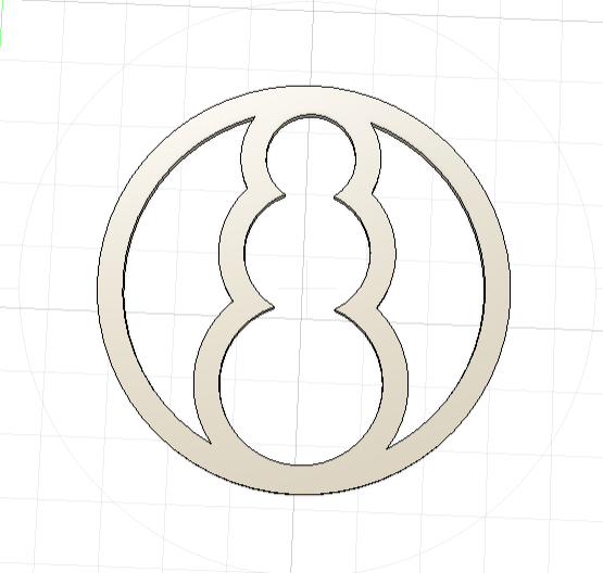 Image of a CAD drawing for a Minimalist Snowman Christmas ornament with clean lines by Atomic Rat Rods & Metal Werks