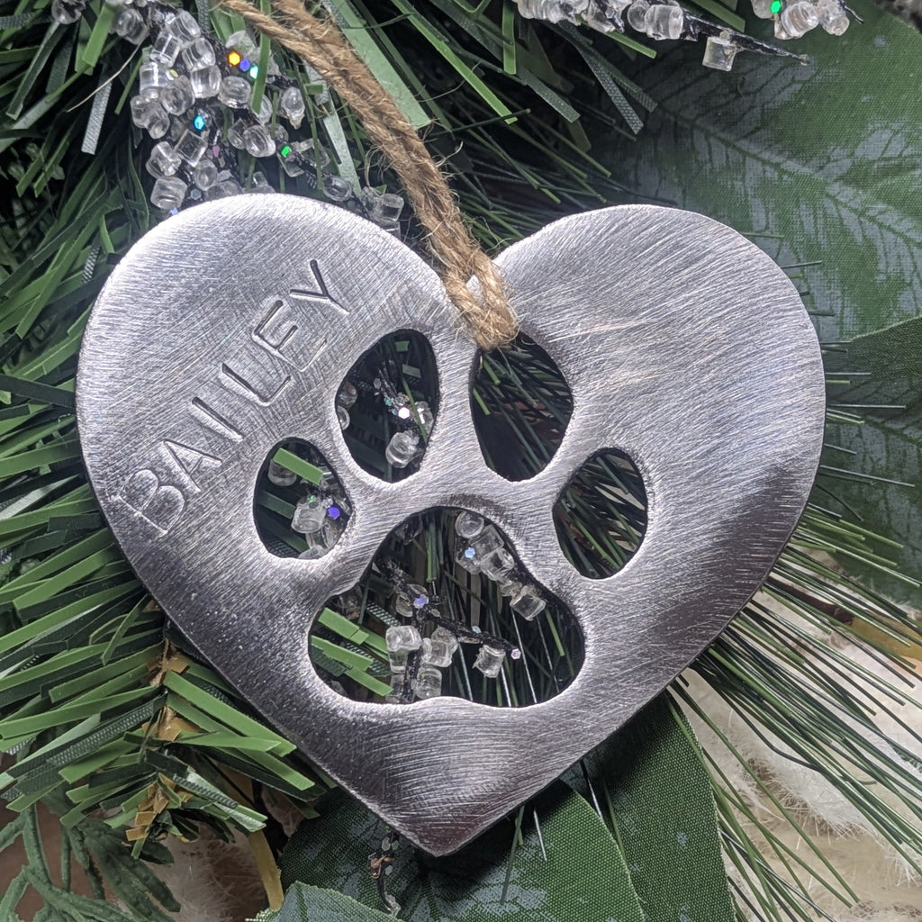 Personalized Heart Paw Ornament