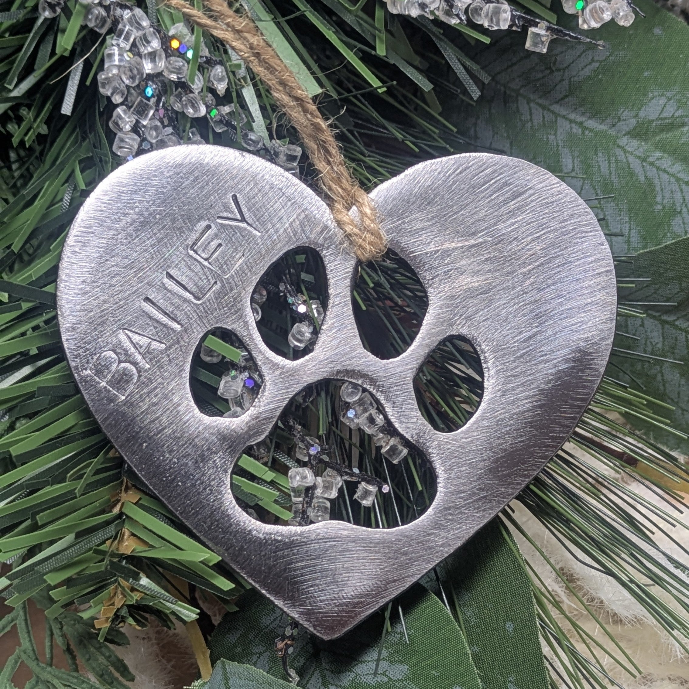 Personalized Heart Paw Ornament