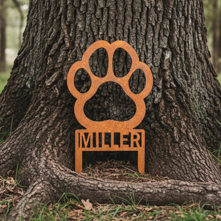 Personalized Pet Paw Garden Sign
