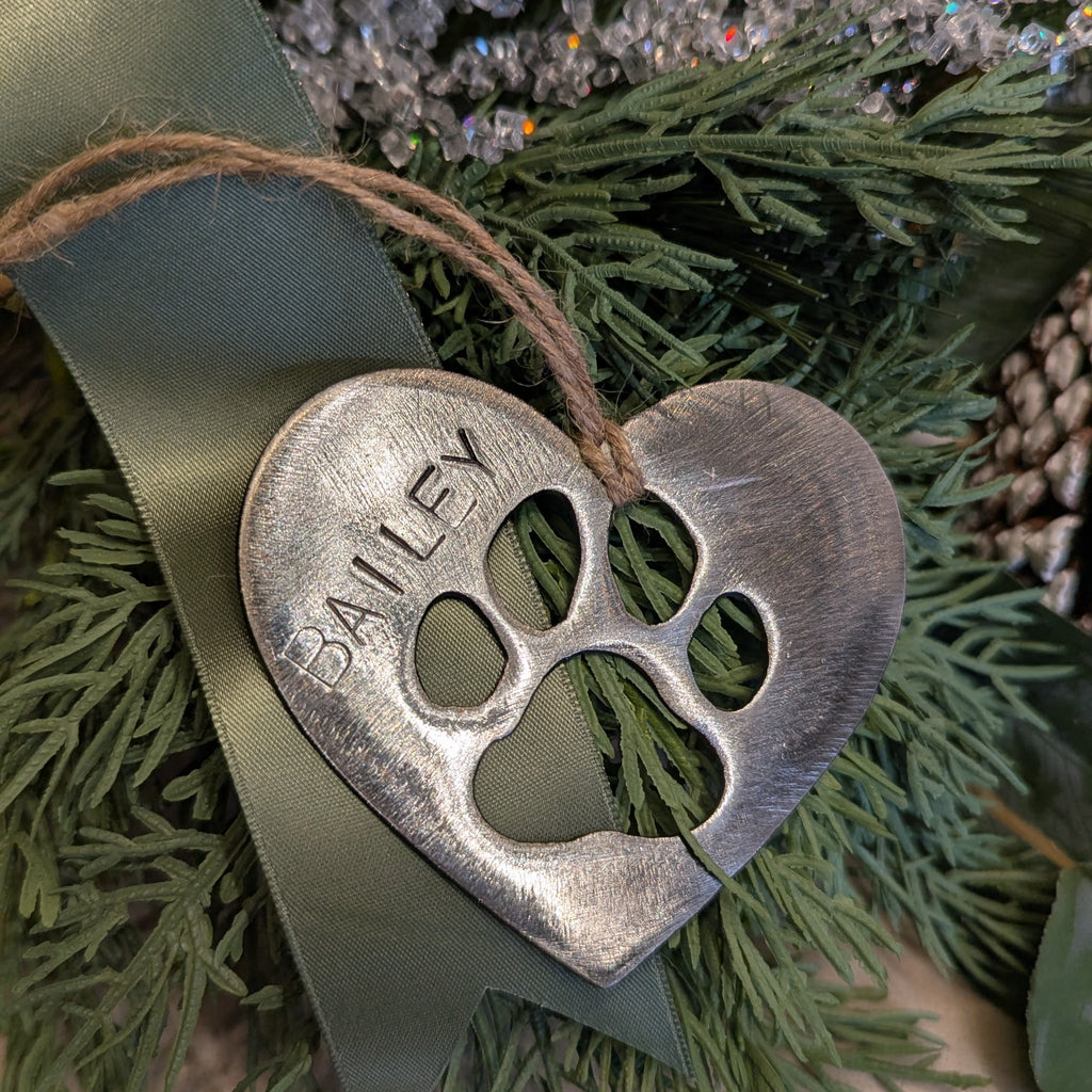Personalized Heart Paw Ornament